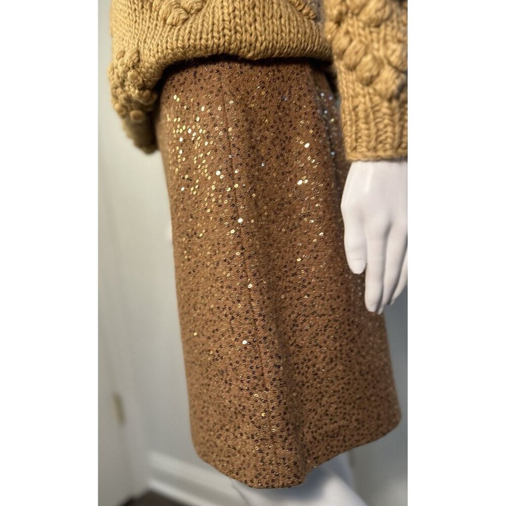 Ann Taylor LOFT Light Brown Mini Skirt With Gold Sequins Sz-6 Flirty, Unique Fun - Picture 9 of 16